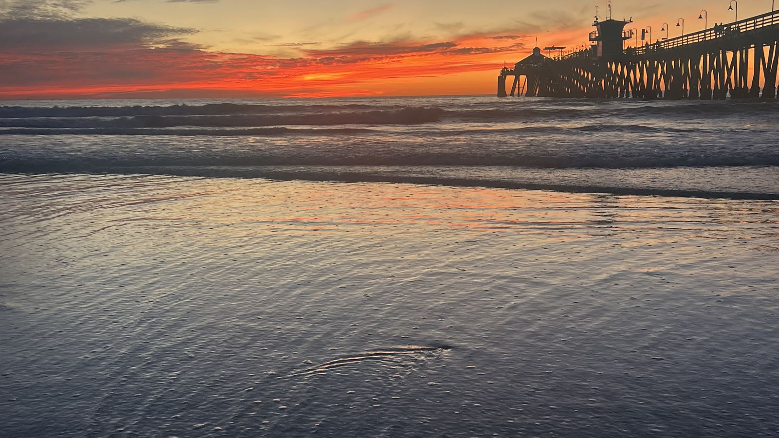 Imperial Beach Pier at sunset, San Diego County, California